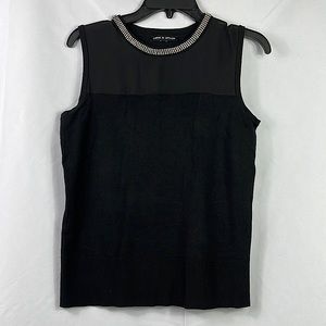 Cable Gauge black knit rhinestone sleeveless top
